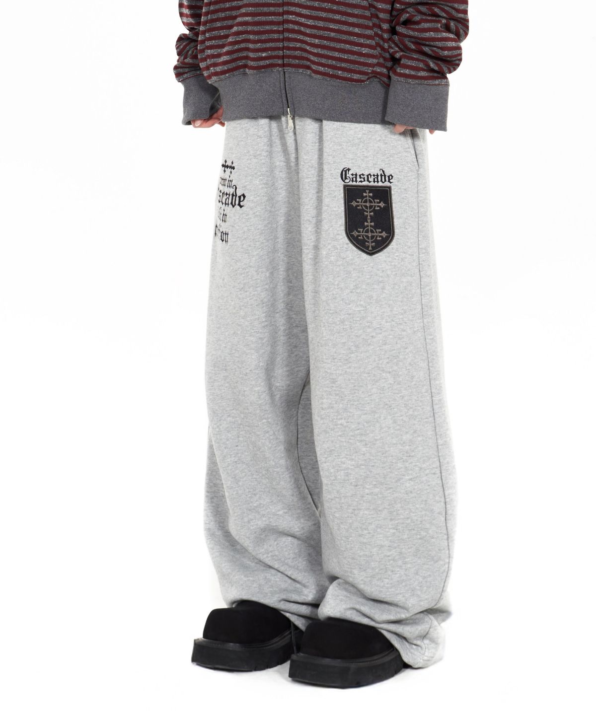 아이돈워너셀(IDWS) Cross Layered Sweat Pants Gray