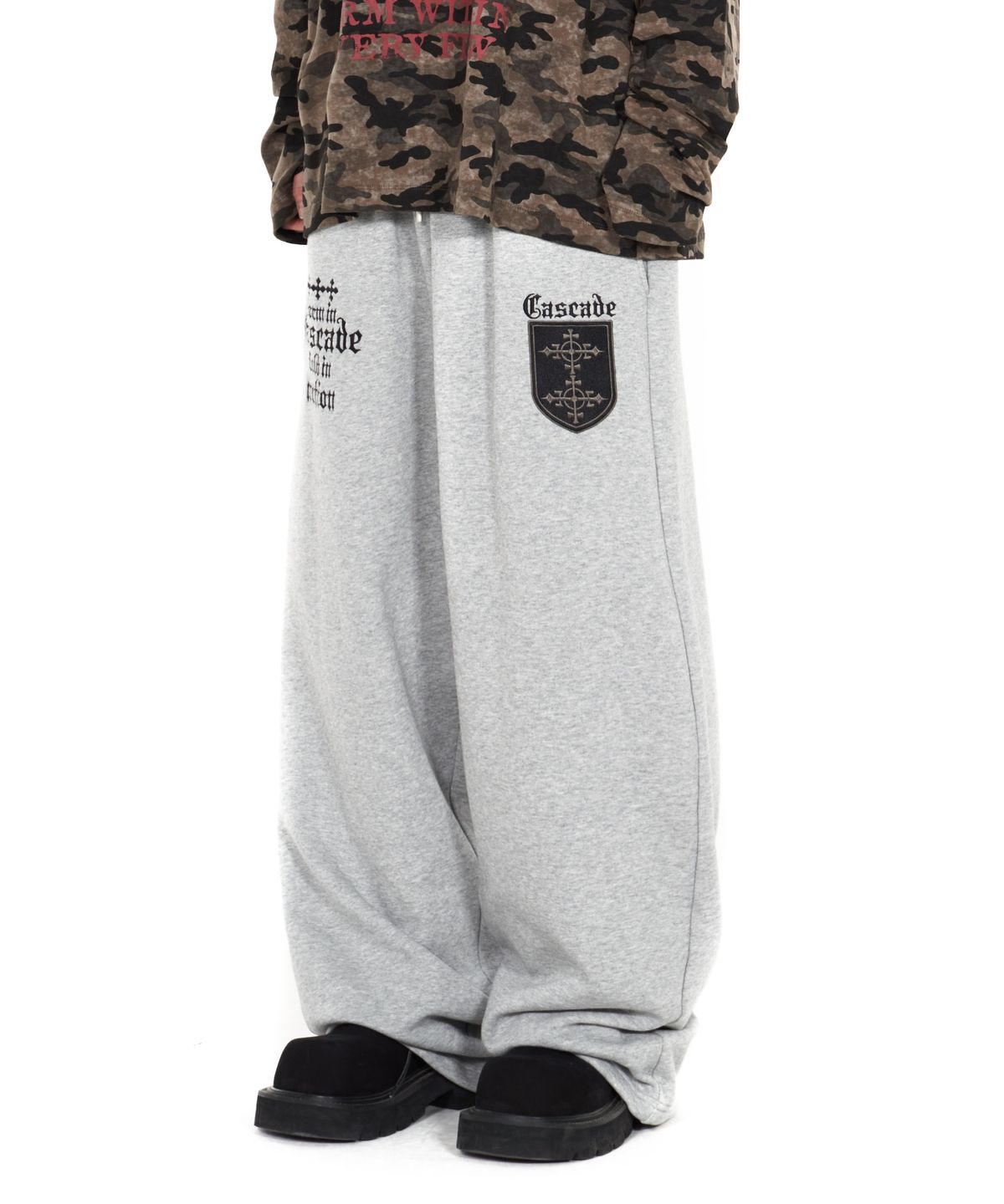 아이돈워너셀(IDWS) Cross Layered Sweat Pants Gray