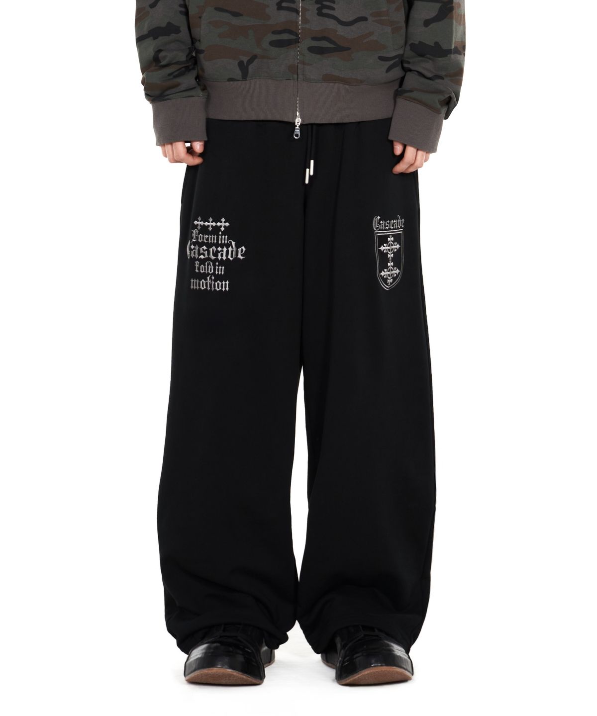 아이돈워너셀(IDWS) Cross Layered Sweat Pants Black
