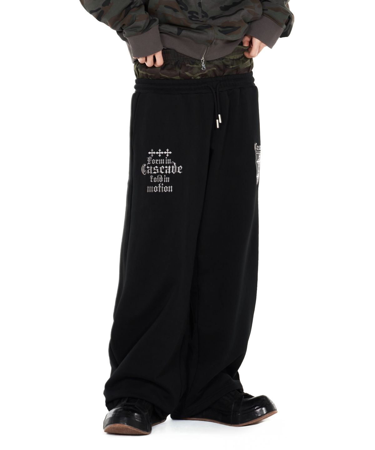 아이돈워너셀(IDWS) Cross Layered Sweat Pants Black