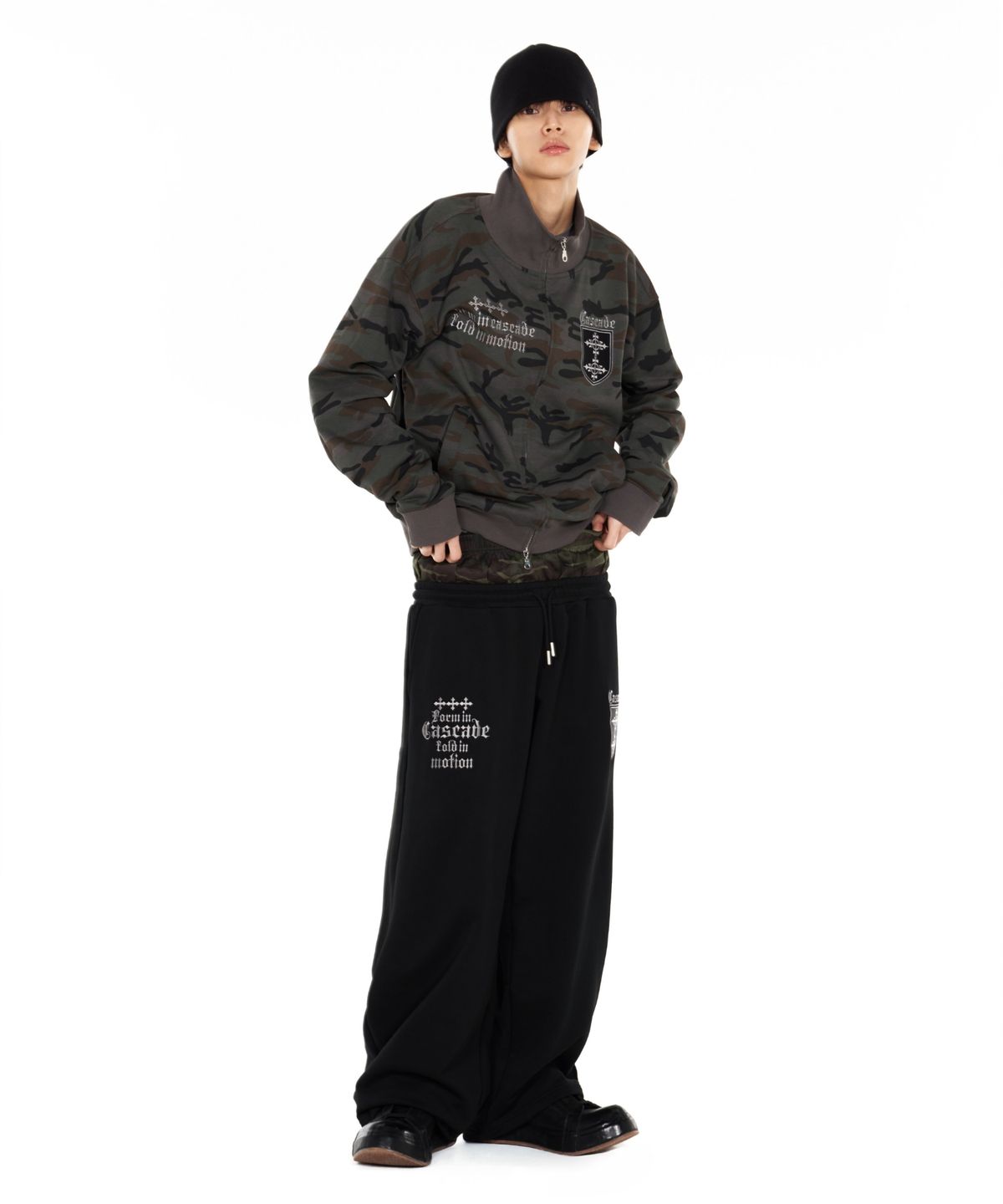 아이돈워너셀(IDWS) Cross Layered Sweat Pants Black