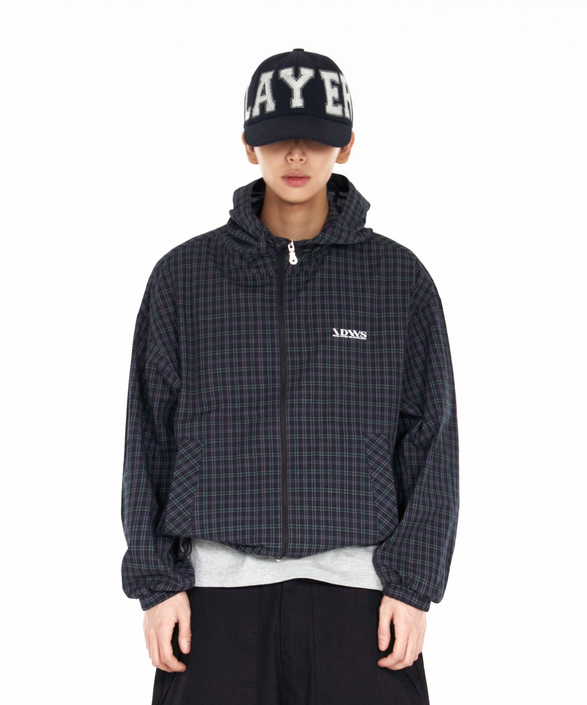아이돈워너셀(IDWS) Vortex Check Windbreaker Navy