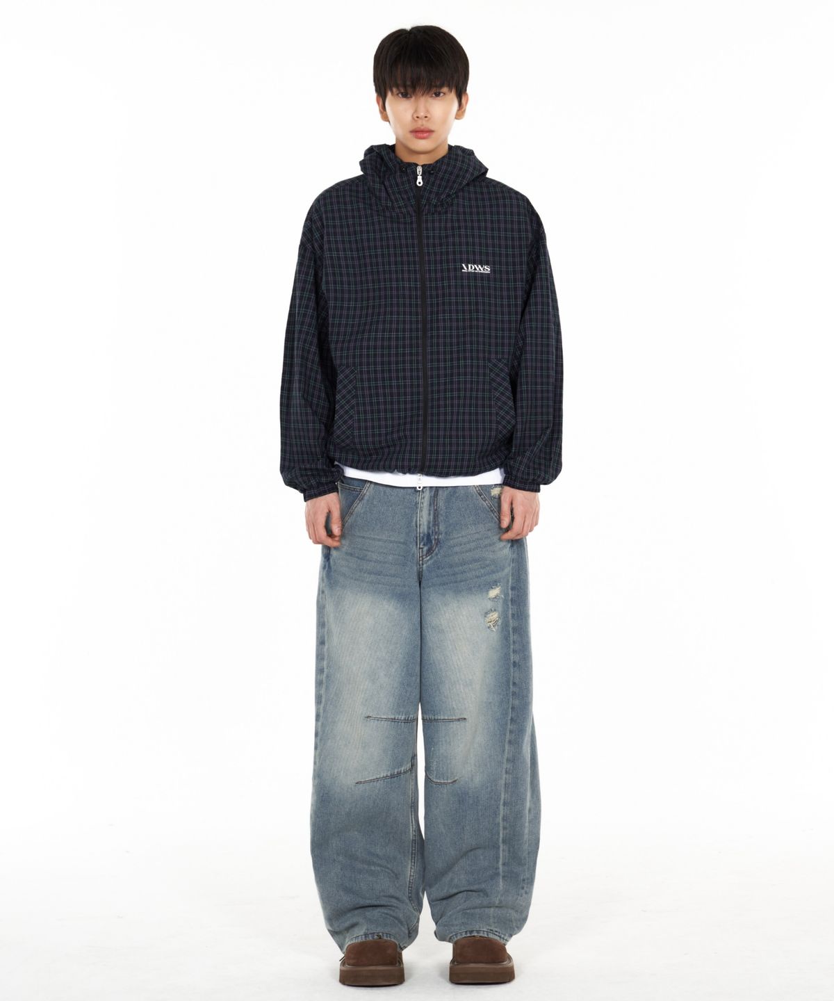 아이돈워너셀(IDWS) Vortex Check Windbreaker Navy
