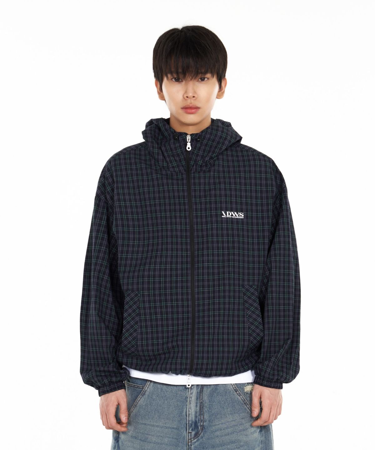 아이돈워너셀(IDWS) Vortex Check Windbreaker Navy