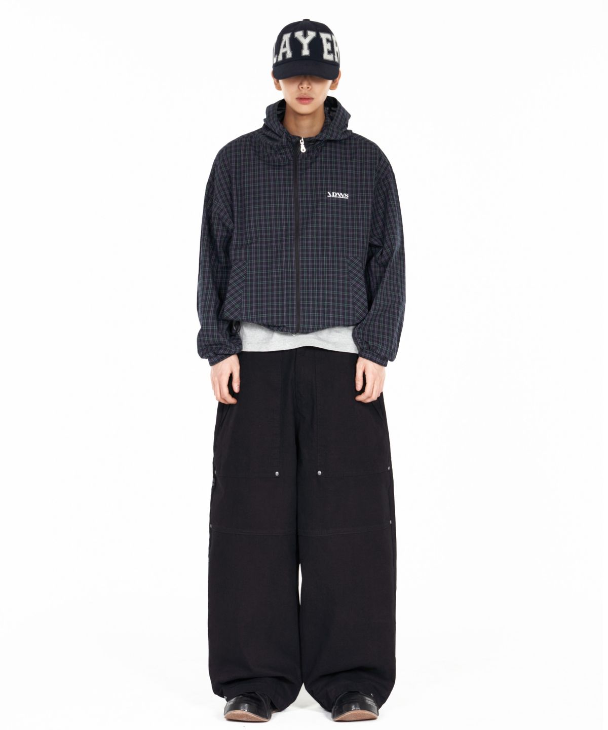 아이돈워너셀(IDWS) Vortex Check Windbreaker Navy