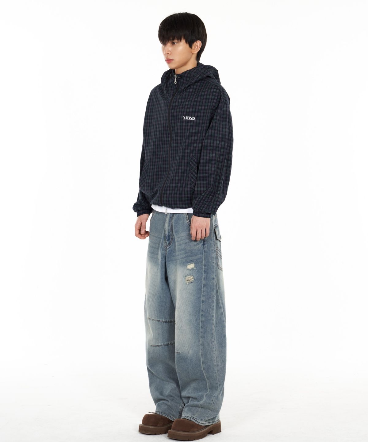 아이돈워너셀(IDWS) Vortex Check Windbreaker Navy