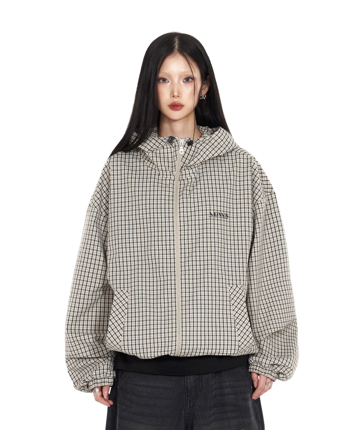 아이돈워너셀(IDWS) Vortex Check Windbreaker Ivory