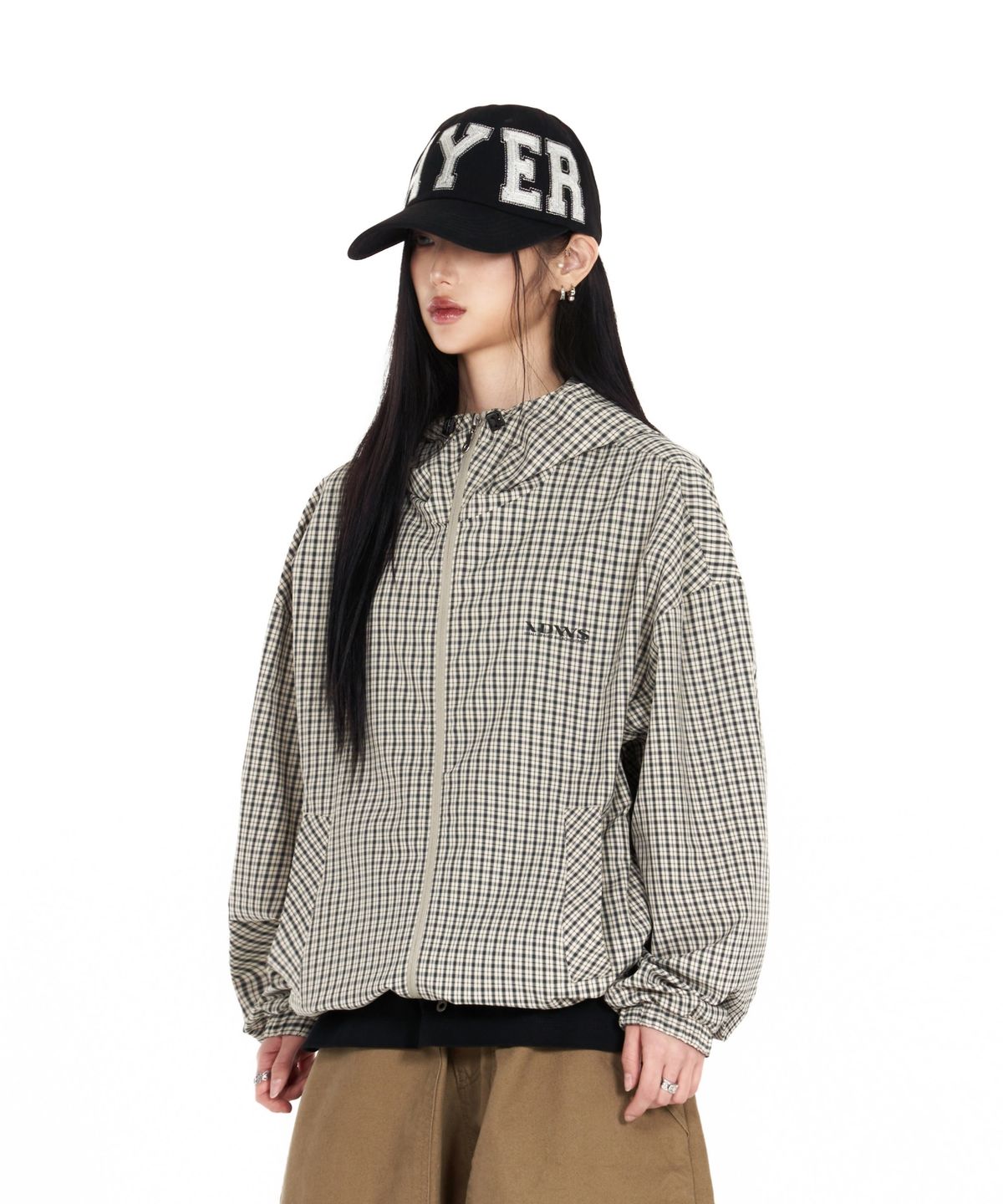 아이돈워너셀(IDWS) Vortex Check Windbreaker Ivory