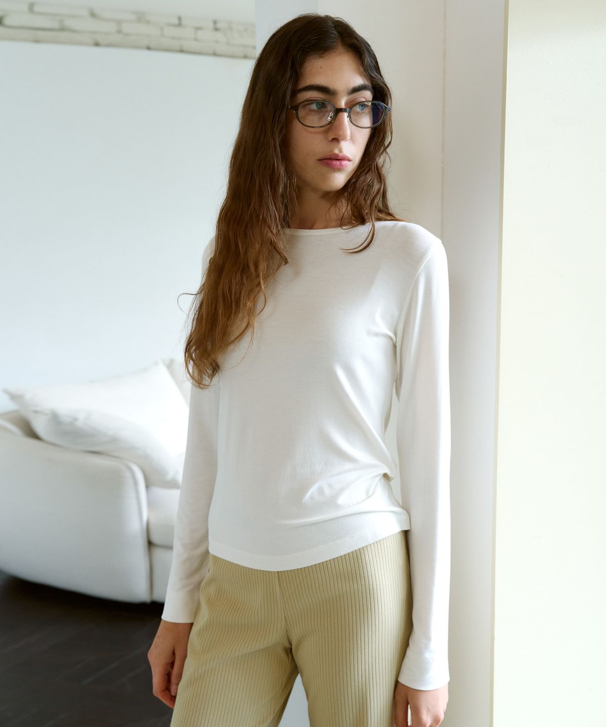 38컴온커먼(38COMEONCOMMON) Silky Touch Slim Long Sleeve (Cloud)
