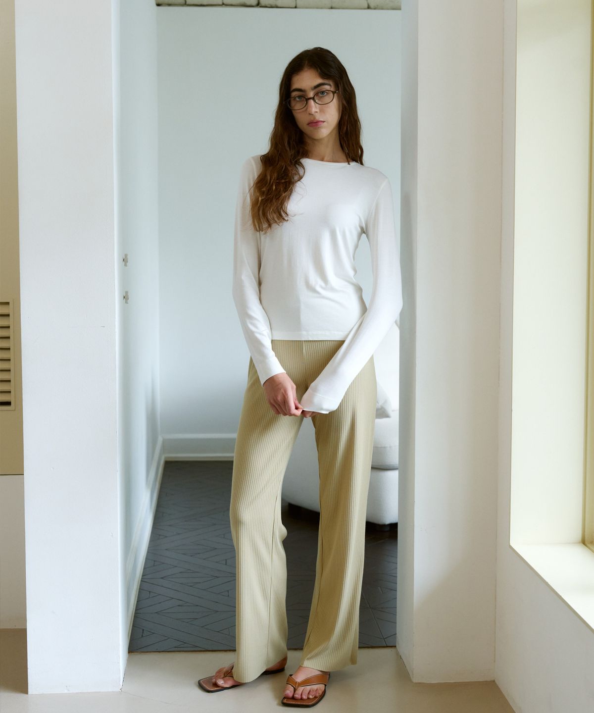 38컴온커먼(38COMEONCOMMON) Silky Touch Slim Long Sleeve (Cloud)
