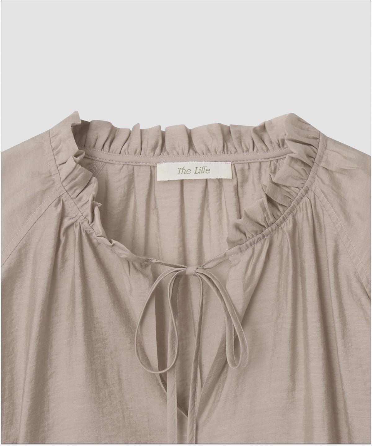 더 릴(THE LILLE) Silk Sheer Frill Blouse_Grayish Pink