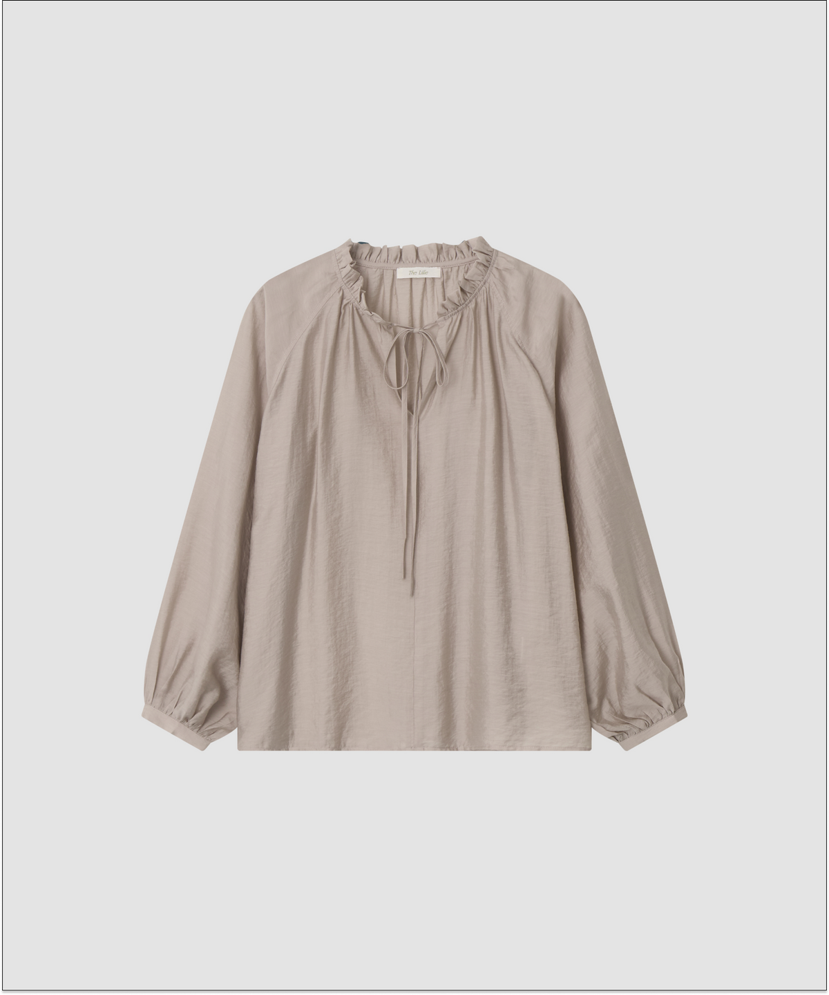 더 릴(THE LILLE) Silk Sheer Frill Blouse_Grayish Pink