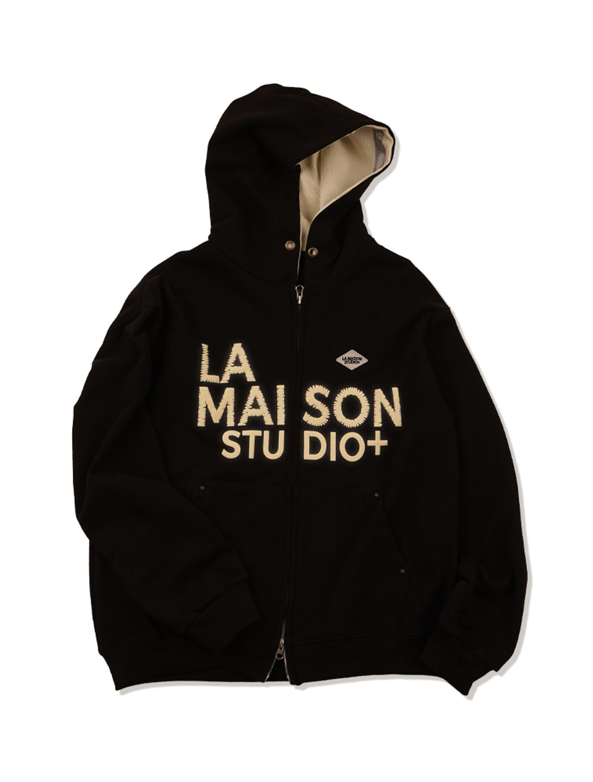 라 메종 스튜디오(LA MAISON STUDIO) LA MAISON ESSENTIAL CROP HOODIE ZIP-UP BLACK(FCG1ZP681M)