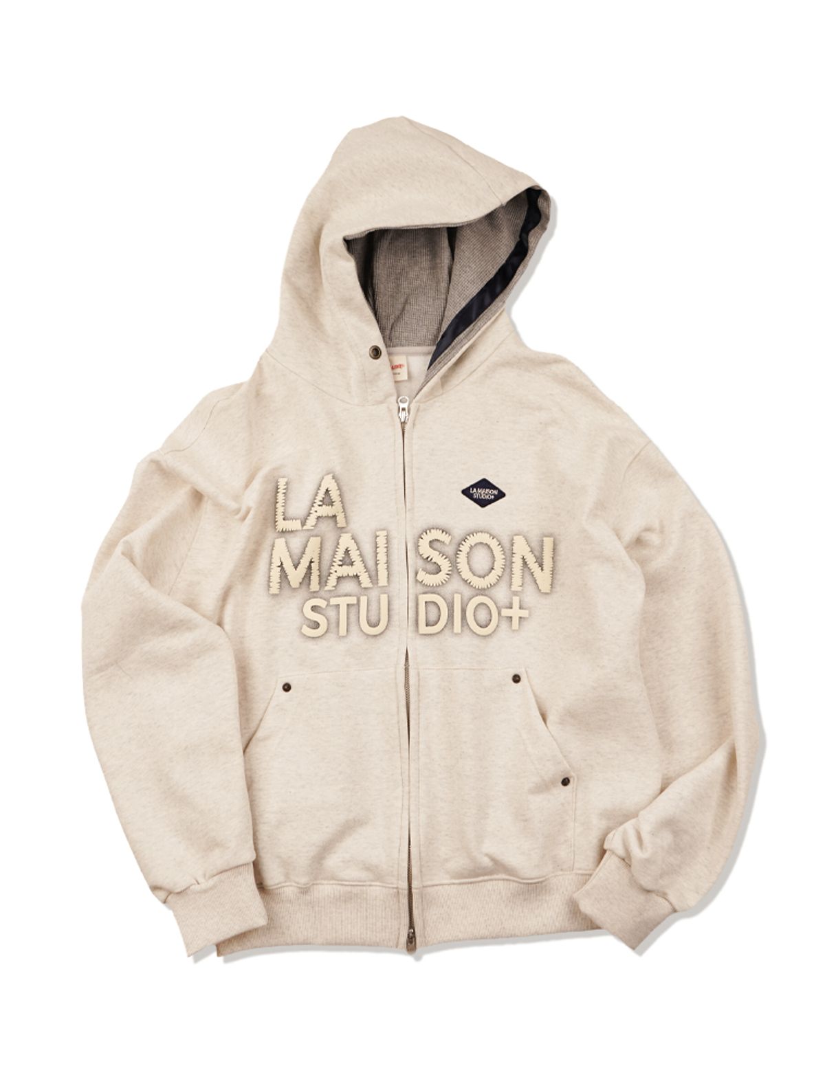 라 메종 스튜디오(LA MAISON STUDIO) LA MAISON ESSENTIAL CROP HOODIE ZIP-UP OATMEAL(FCG1ZP681M)