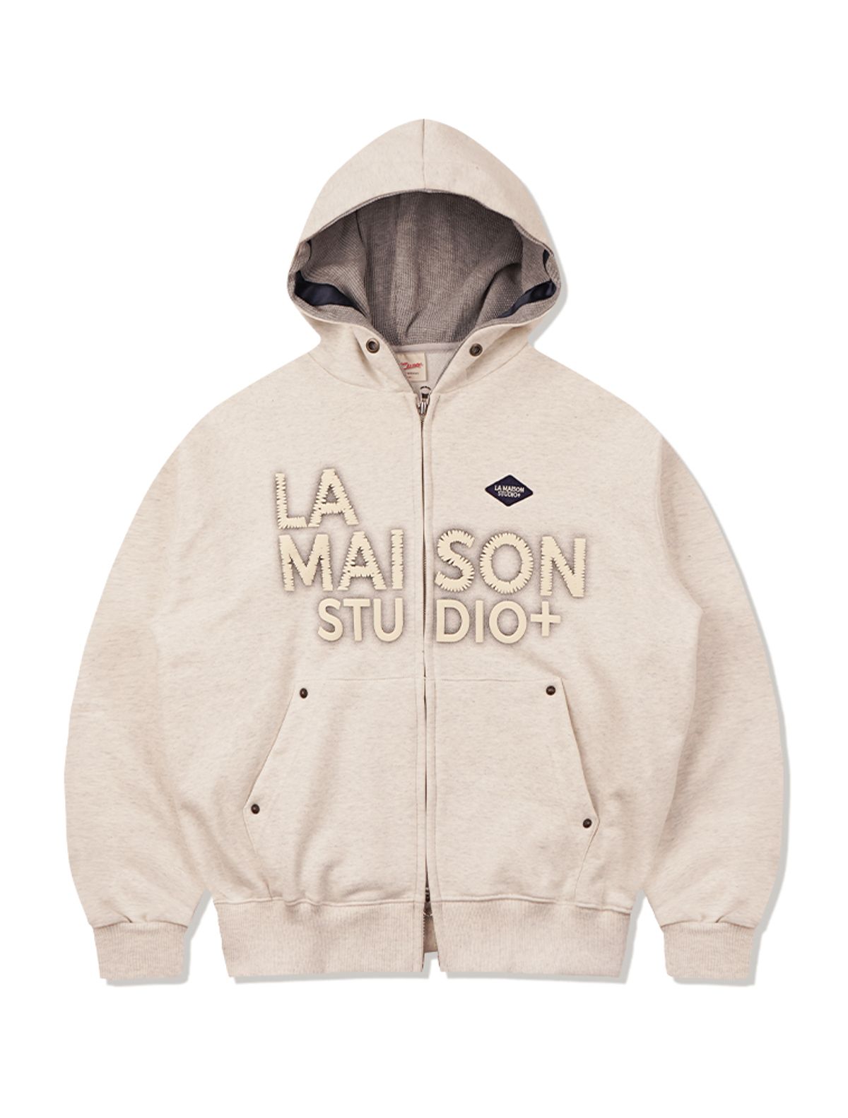 라 메종 스튜디오(LA MAISON STUDIO) LA MAISON ESSENTIAL CROP HOODIE ZIP-UP OATMEAL(FCG1ZP681M)