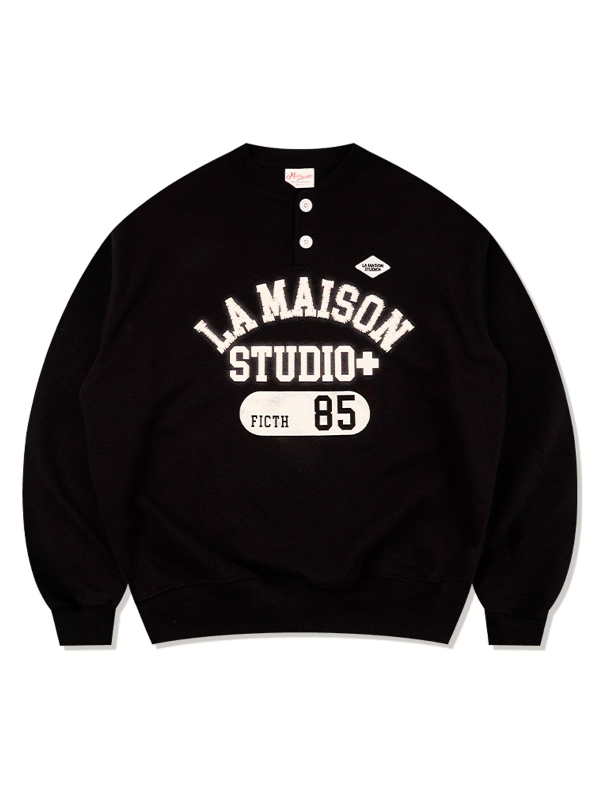 라 메종 스튜디오(LA MAISON STUDIO) LA MAISON ESSENTIAL CROP HENLEY NECK BLACK(FCG1TS682M)