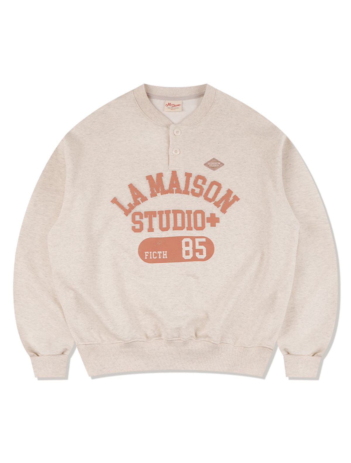 라 메종 스튜디오(LA MAISON STUDIO) LA MAISON ESSENTIAL CROP HENLEY NECK OATMEAL(FCG1TS682M)