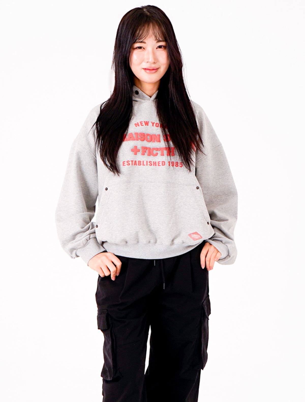라 메종 스튜디오(LA MAISON STUDIO) LA MAISON ESSENTIAL CROP HOODIE MELANGRAY(FCG1TS683M)