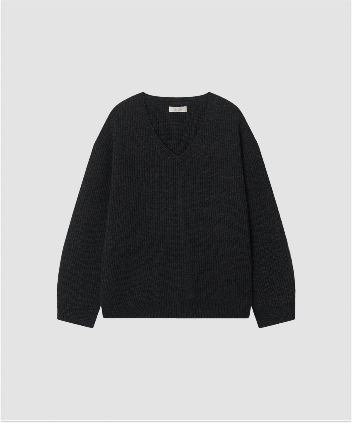 더 릴(THE LILLE) Wholegarment V-Neck Knit_Charcoal