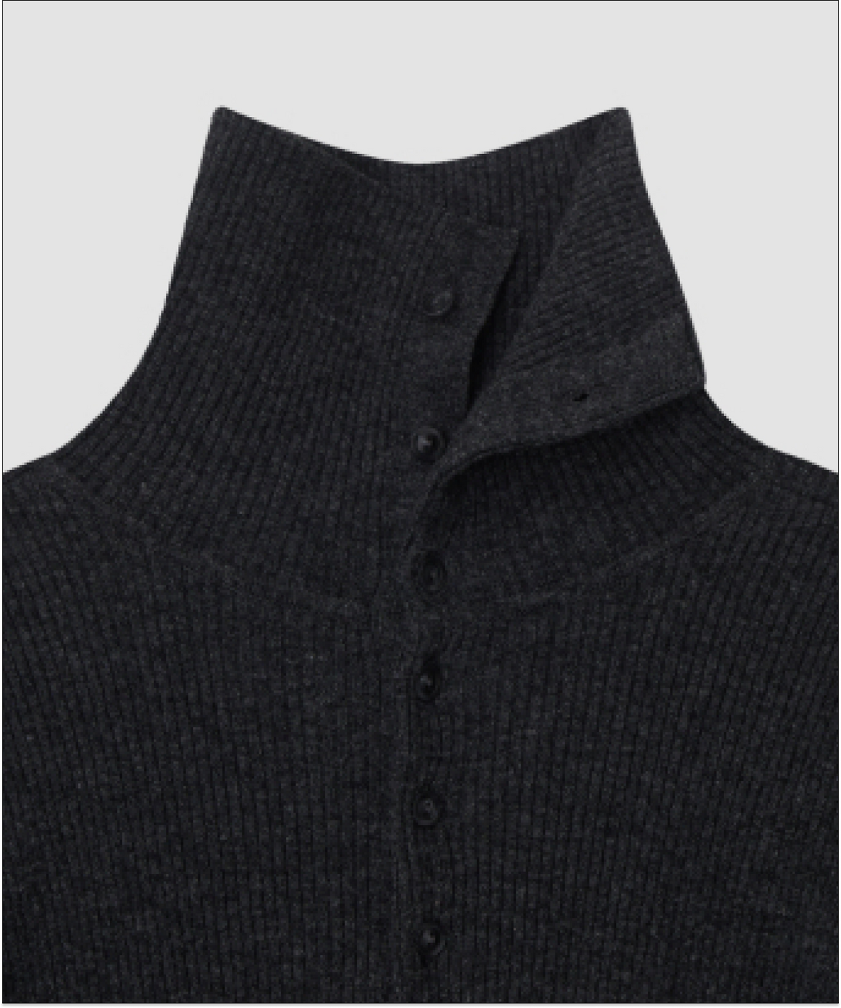 더 릴(THE LILLE) Button-up Turtleneck Knit_Charcoal