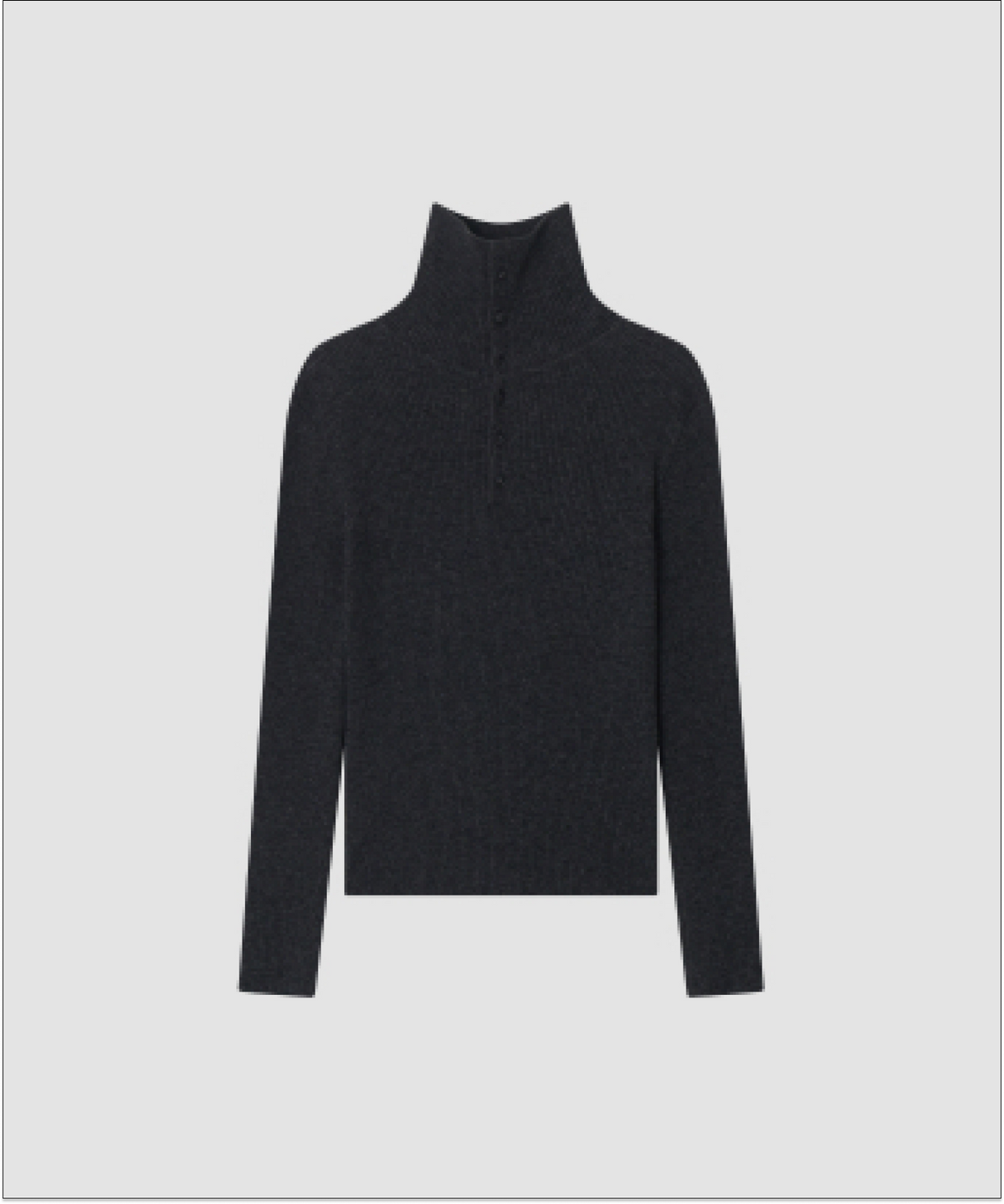 더 릴(THE LILLE) Button-up Turtleneck Knit_Charcoal