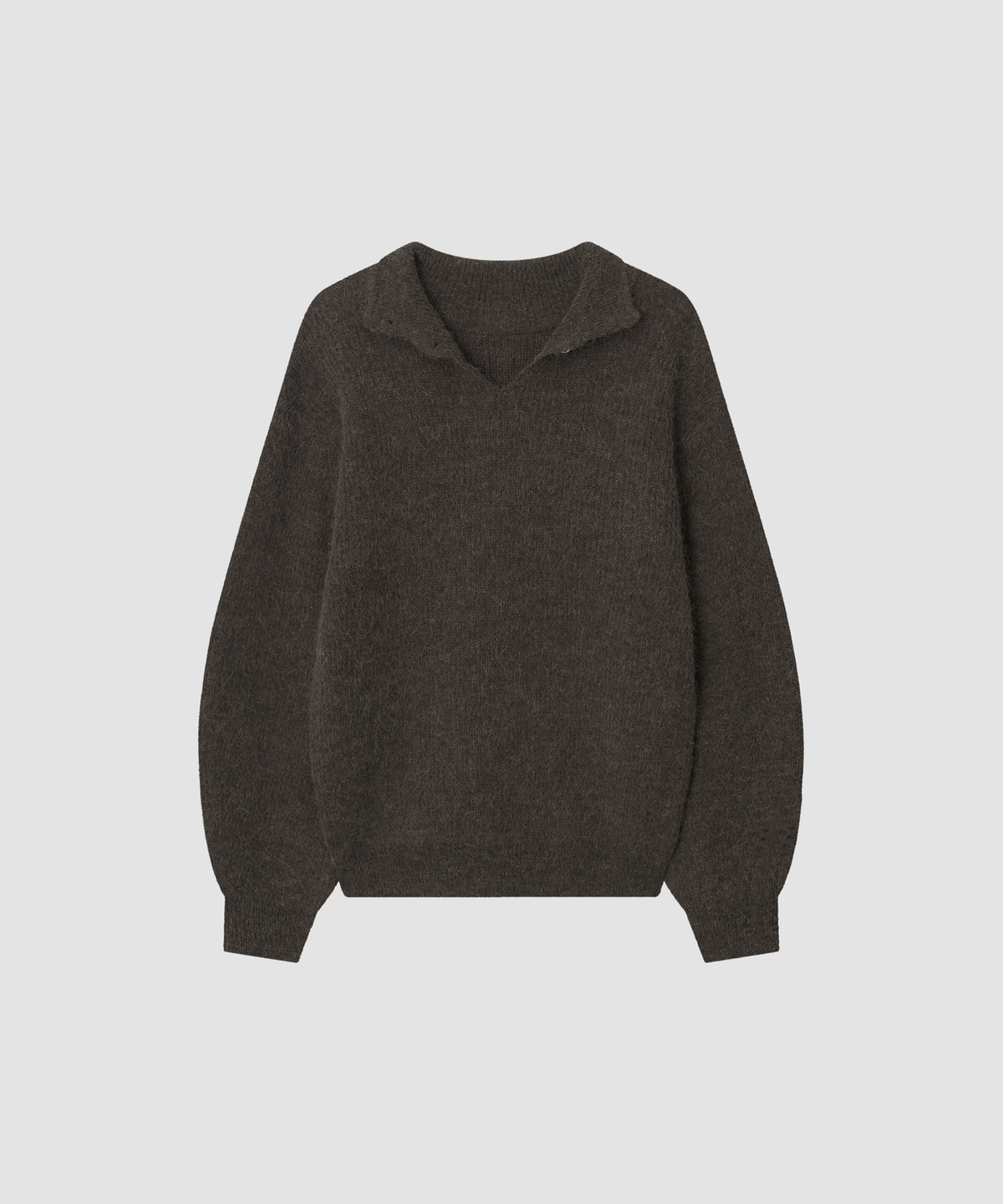 더 릴(THE LILLE) Alpaca Button Collar Knit_Brown