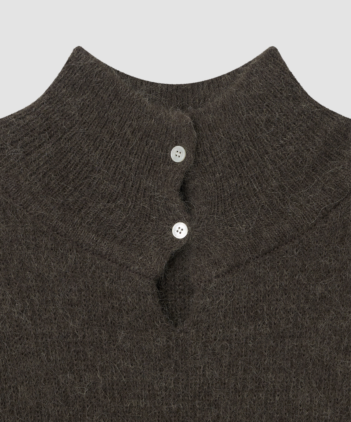 더 릴(THE LILLE) Alpaca Button Collar Knit_Brown