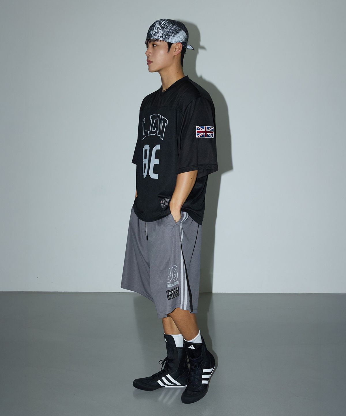 미치코런던 스포츠(MICHIKO LONDON SPORTS) 메쉬 버뮤다 트랙 팬츠 다크 그레이