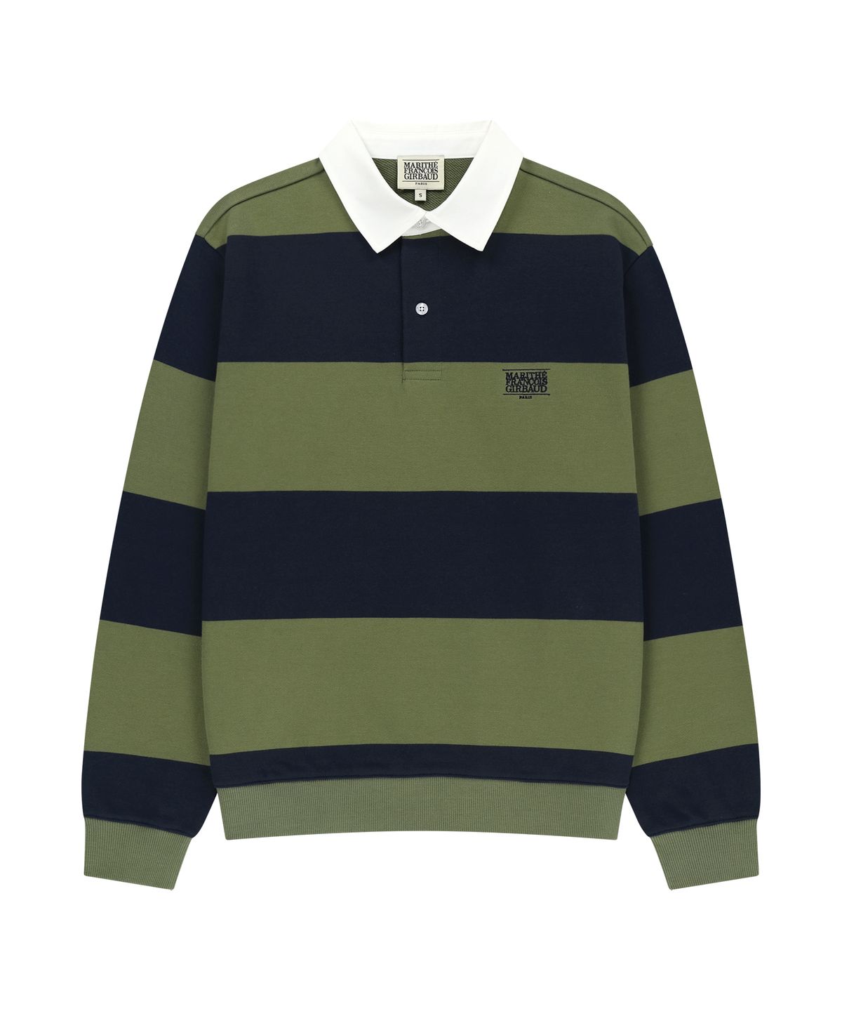 마리떼 프랑소와 저버(MARITHÉ + FRANҪOIS GIRBAUD) SMALL CLASSIC LOGO RUGBY STRIPE SWEATSHIRT navy