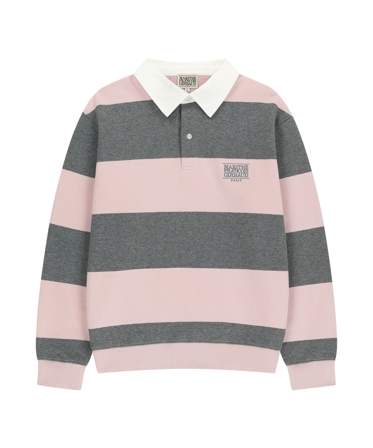 마리떼 프랑소와 저버(MARITHÉ + FRANҪOIS GIRBAUD) SMALL CLASSIC LOGO RUGBY STRIPE SWEATSHIRT light pink