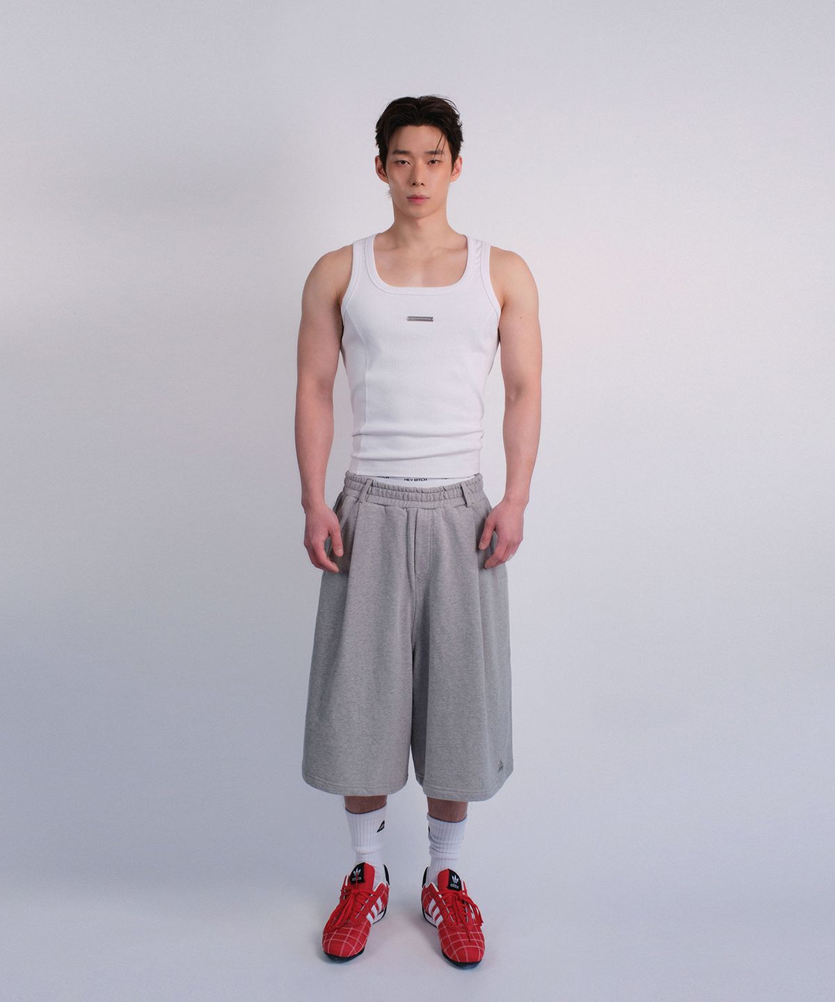 레코딩하우스(RECORDINGHOUSE) REC HALF SWEAT PANTS [MELANGE]