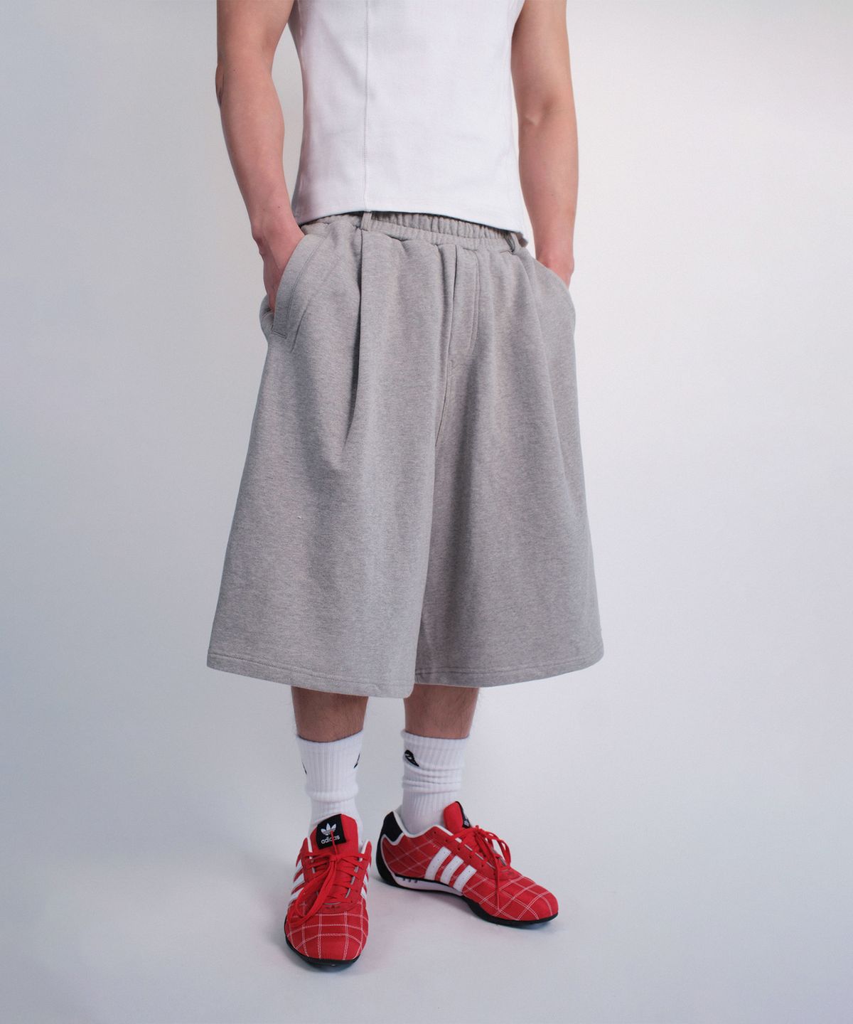 레코딩하우스(RECORDINGHOUSE) REC HALF SWEAT PANTS [MELANGE]