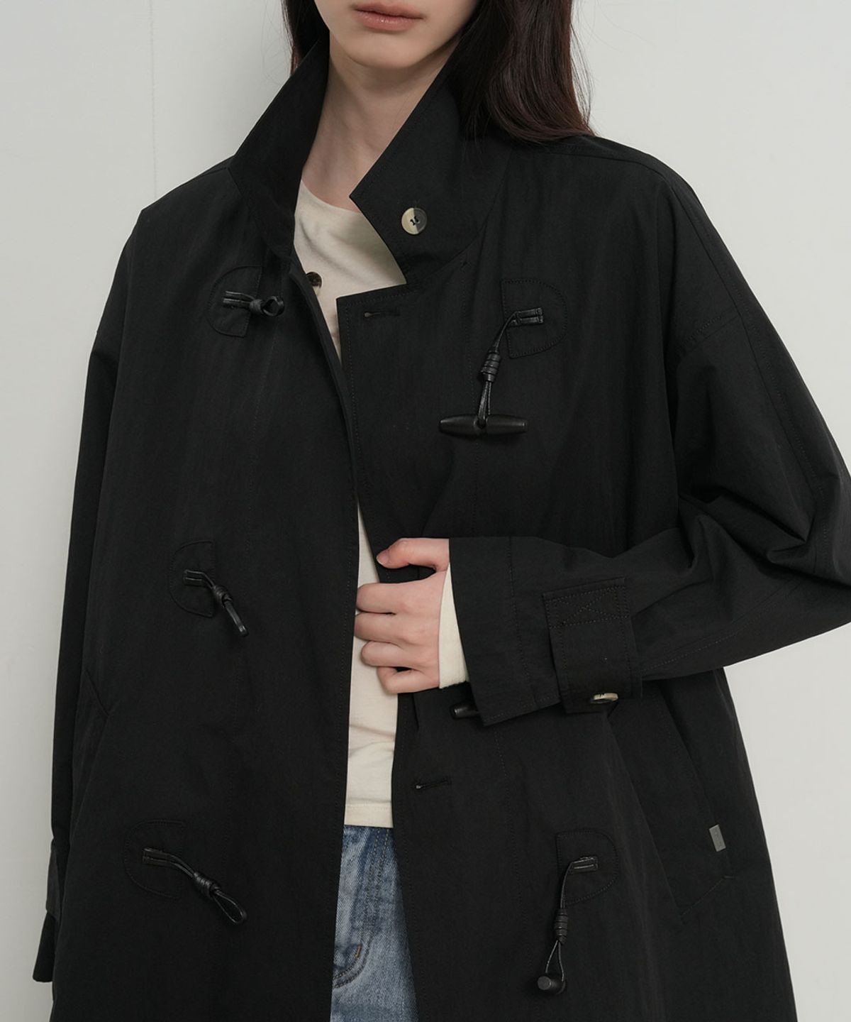 제너럴아이디어(GENERALIDEA) 토글 싱글 트렌치 코트 [BLACK] / GF1LCT501