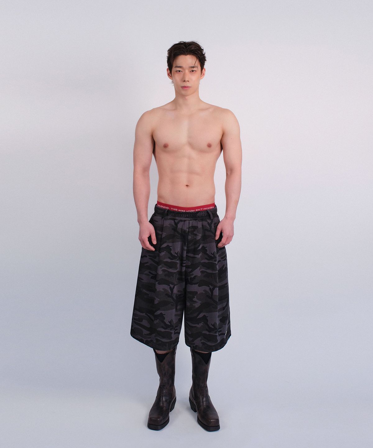 레코딩하우스(RECORDINGHOUSE) REC HALF SWEAT PANTS [CAMO BLACK]