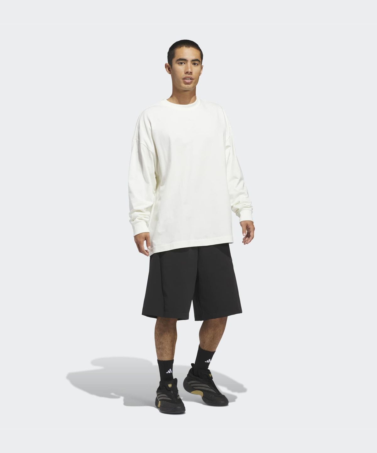 아디다스(ADIDAS) 바스켓볼 긴팔 티 - 화이트:블랙 / KB7555