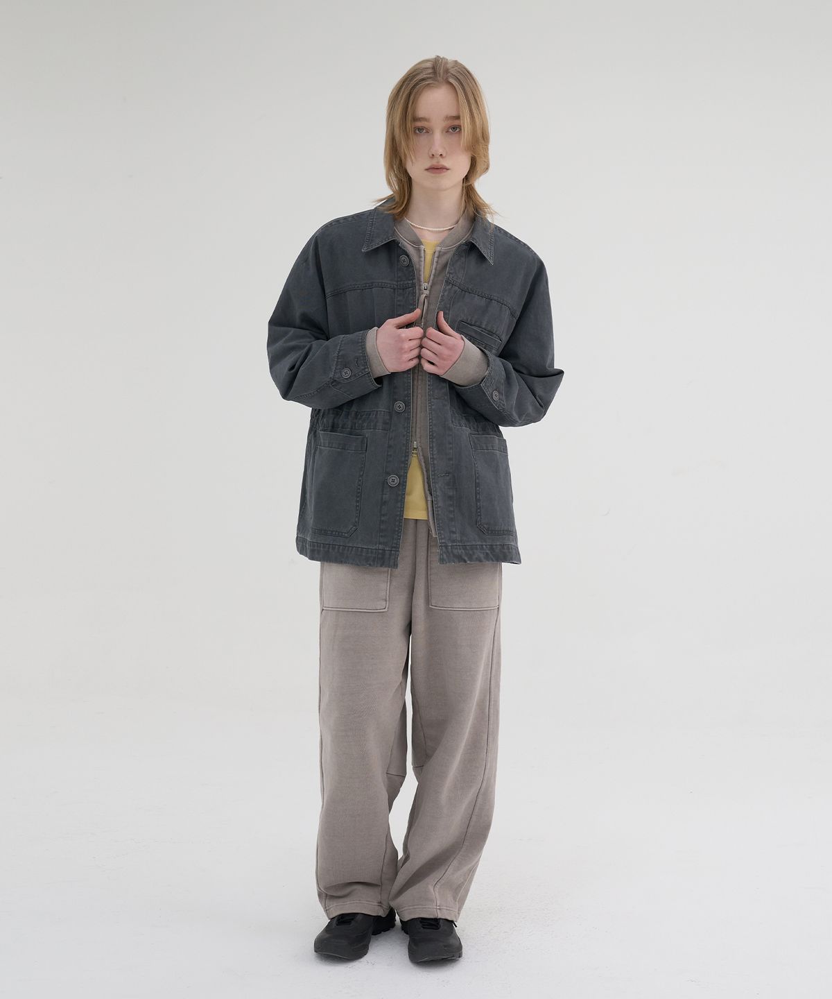 노운(NOUN) faded chore jacket (charcoal)