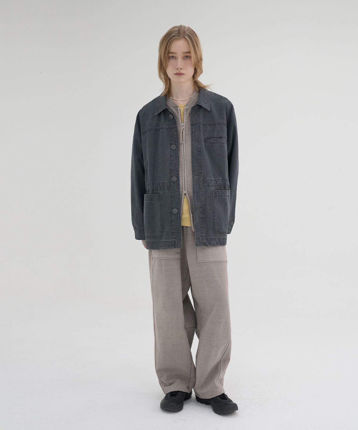 노운(NOUN) faded chore jacket (charcoal)