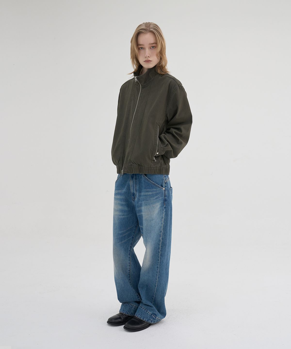 노운(NOUN) stand collar jacket (khaki)