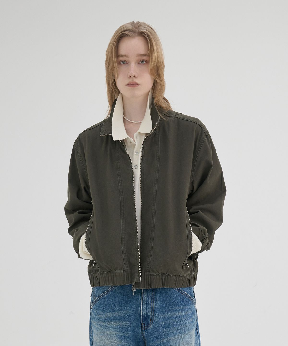 노운(NOUN) stand collar jacket (khaki)