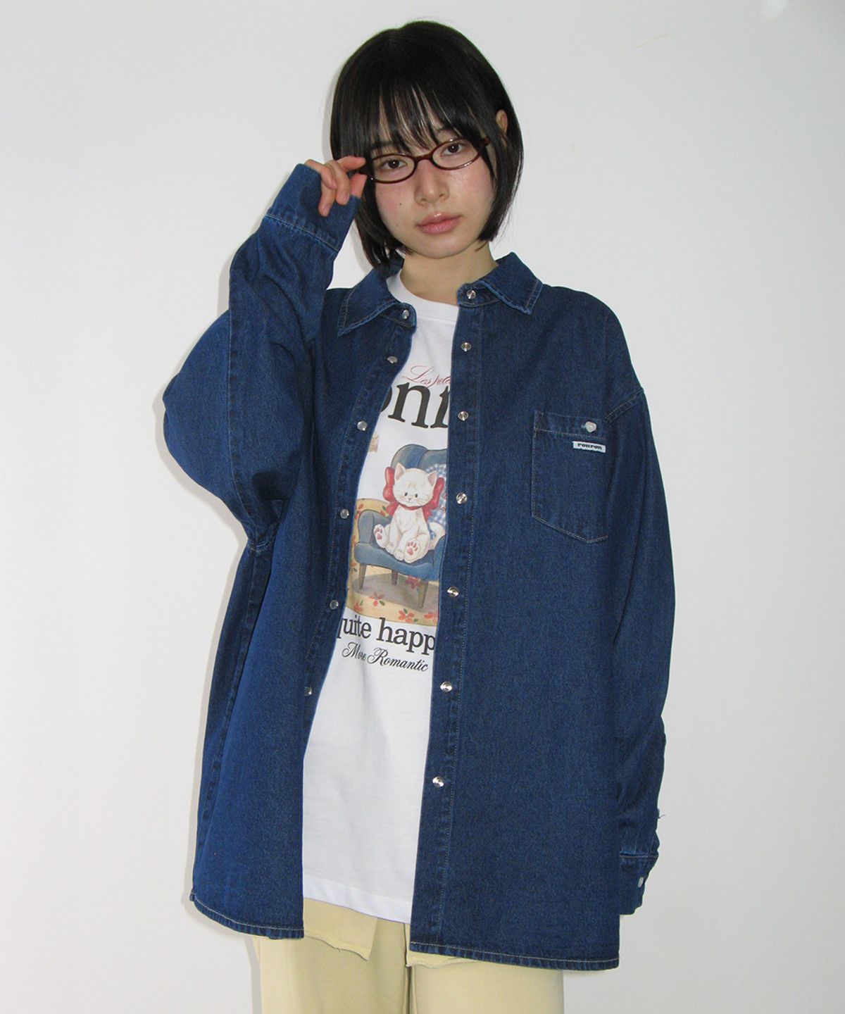 론론(RONRON) BUTTON POCKET DENIM SHIRT INDIGO BLUE
