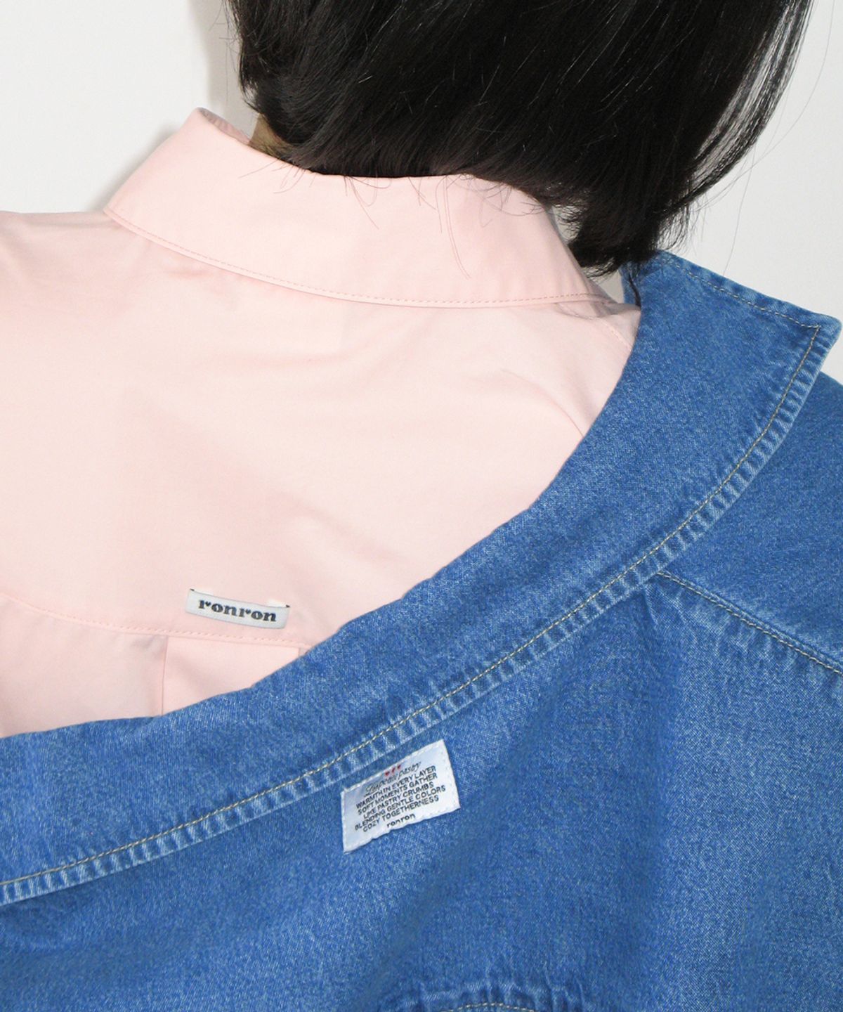 론론(RONRON) BUTTON POCKET DENIM SHIRT MEDIUM BLUE
