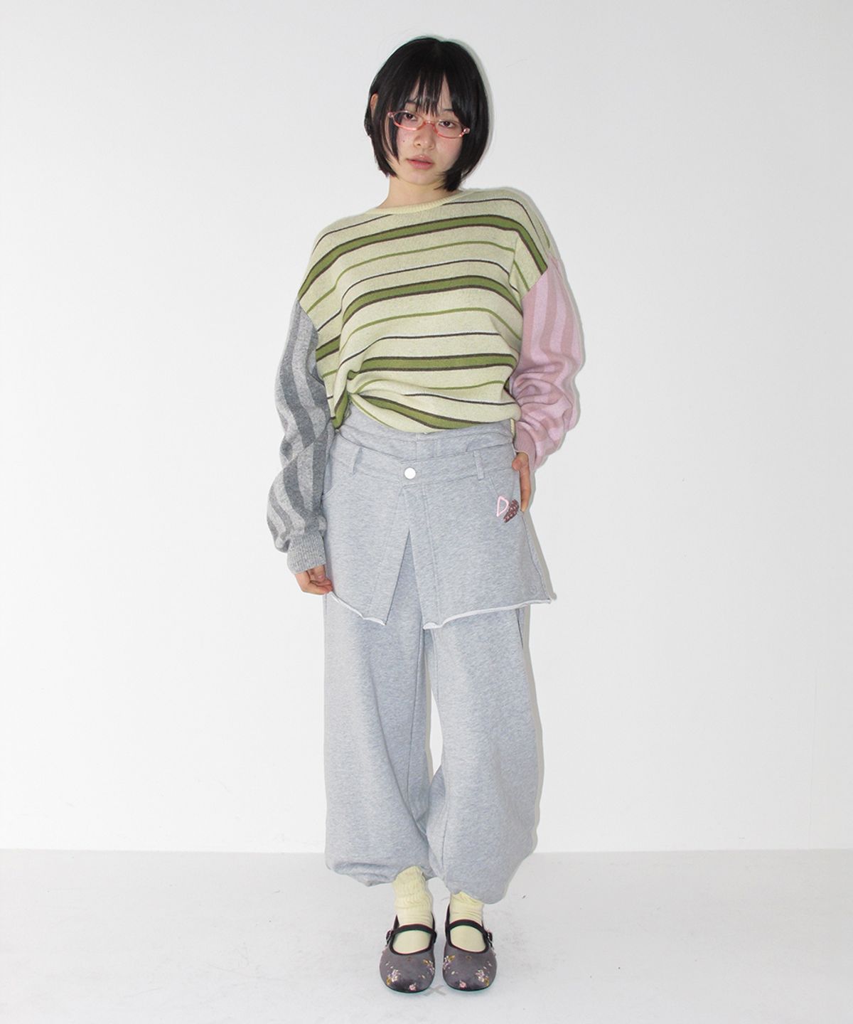 론론(RONRON) MULTI STRIPE OVERSIZED KNIT SOFT YELLOW