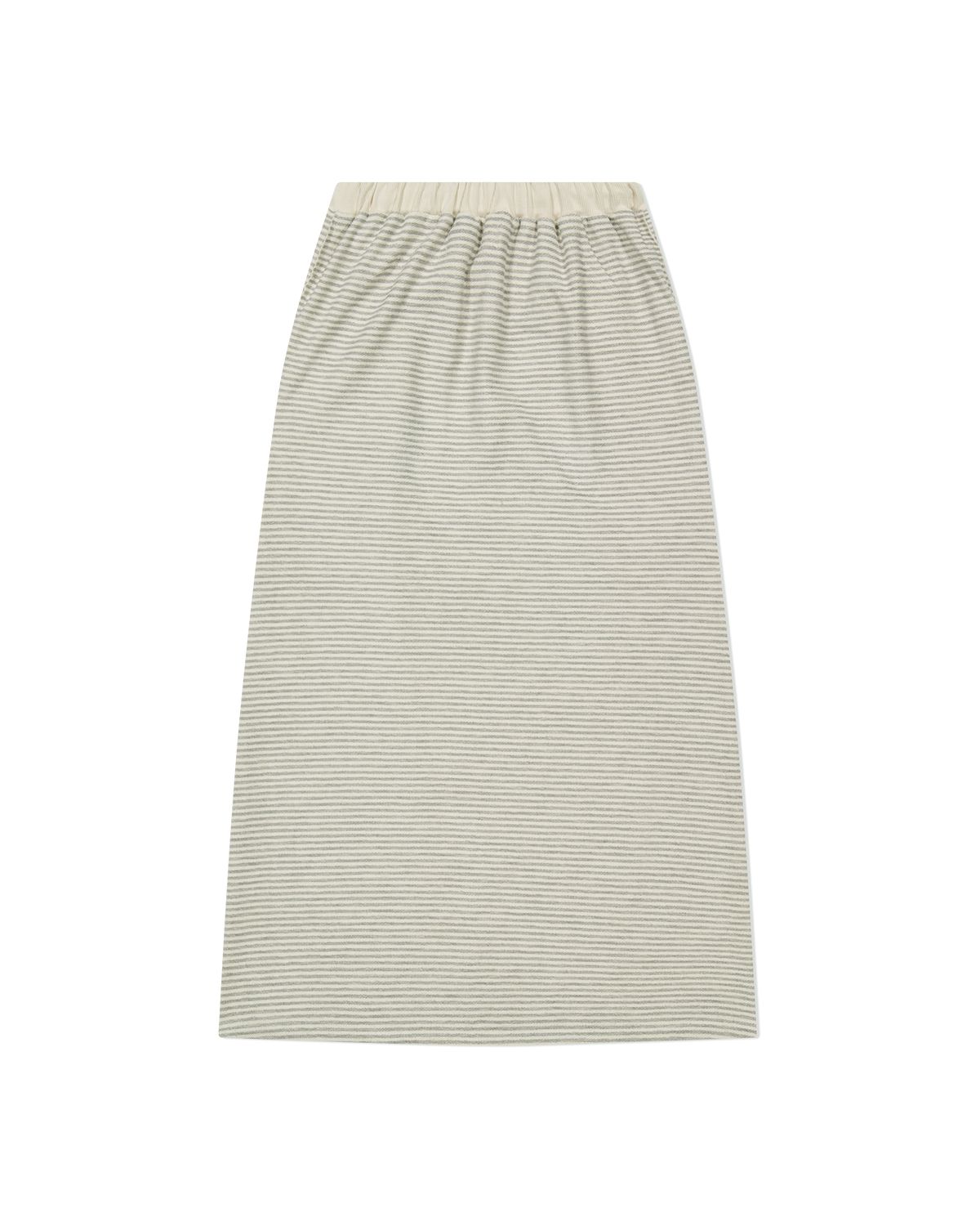 더뮤지엄비지터(THEMUSEUMVISITOR) RAW EDGE LONG SKIRT (LIGHT GREY)