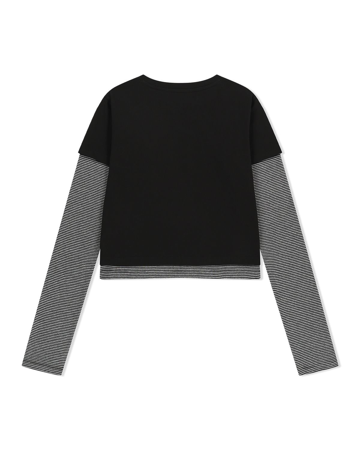 더뮤지엄비지터(THEMUSEUMVISITOR) HEART SPRAY PRINTED LAYERED LONG SLEEVE (BLACK)