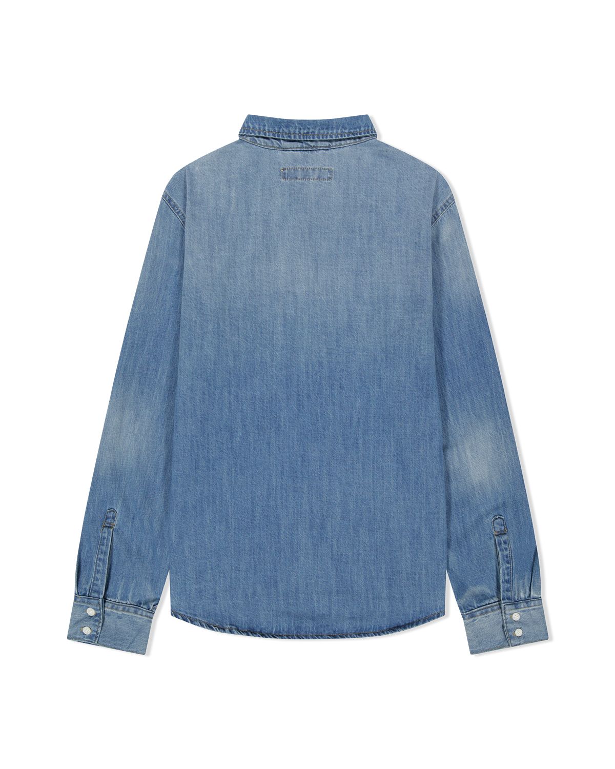 더뮤지엄비지터(THEMUSEUMVISITOR) FLOWER DENIM SHIRT (MID DENIM)