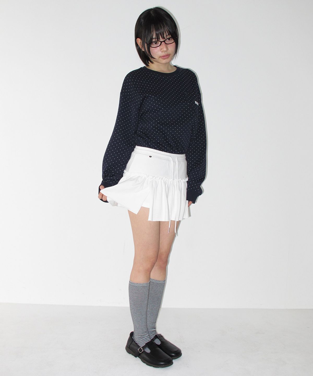론론(RONRON) SOFT SHIRRING PANTSKIRT WHITE