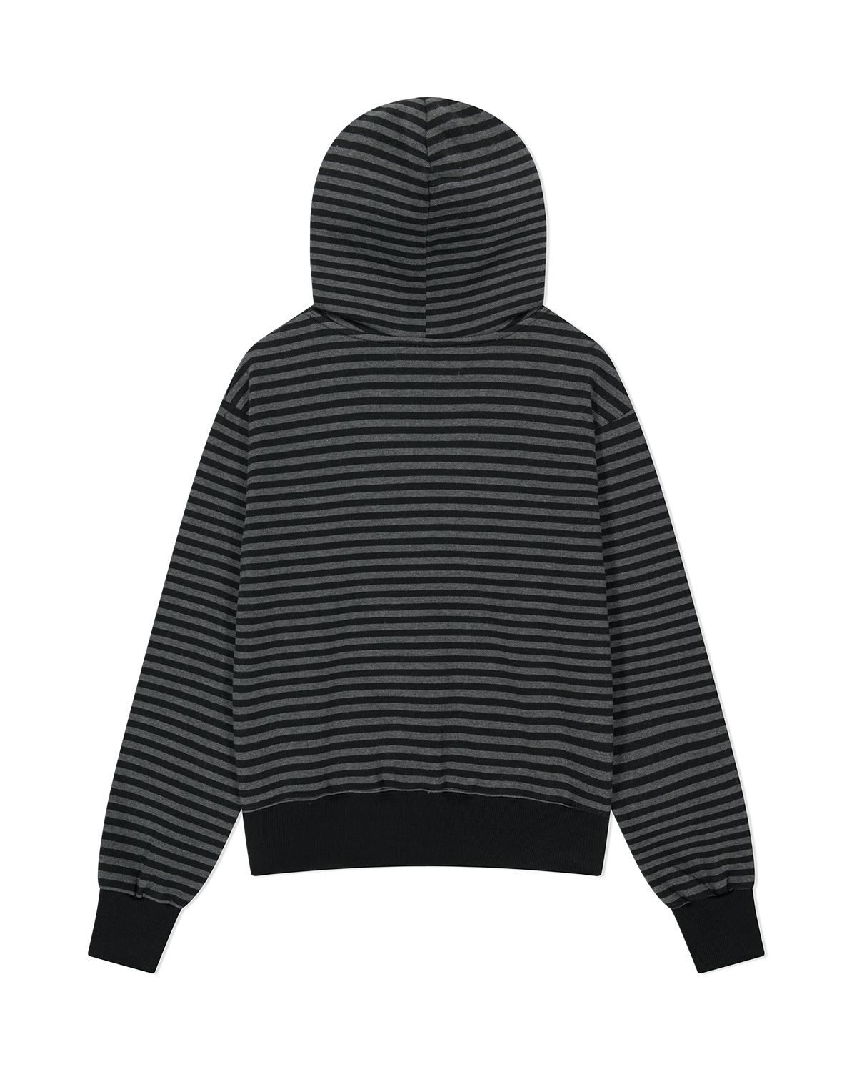 더뮤지엄비지터(THEMUSEUMVISITOR) ART LOVE STRIPE SWEAT HOODIE (CHARCOAL)