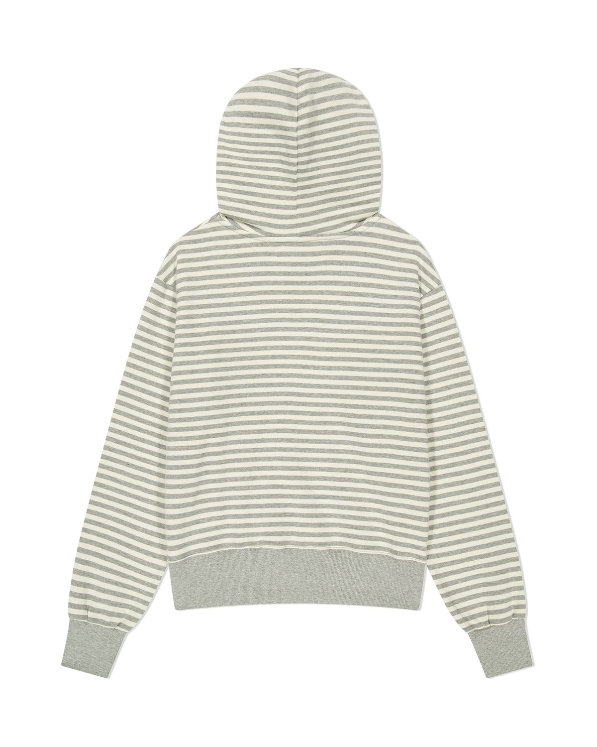 더뮤지엄비지터(THEMUSEUMVISITOR) ART LOVE STRIPE SWEAT HOODIE (GREY)