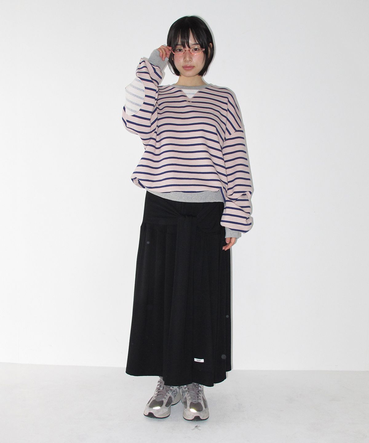 론론(RONRON) STRAP KNOT LONG SKIRT BLACK