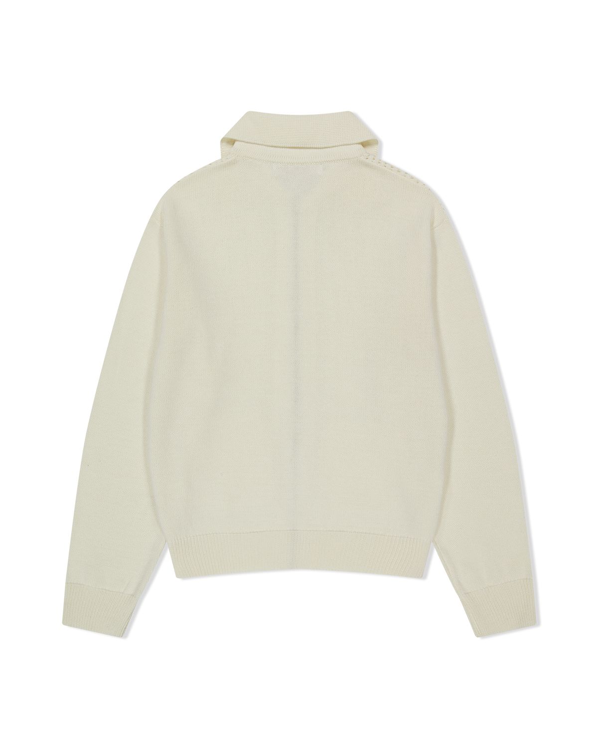 더뮤지엄비지터(THEMUSEUMVISITOR) OPENWORK KNIT FULL ZIP UP (IVORY)